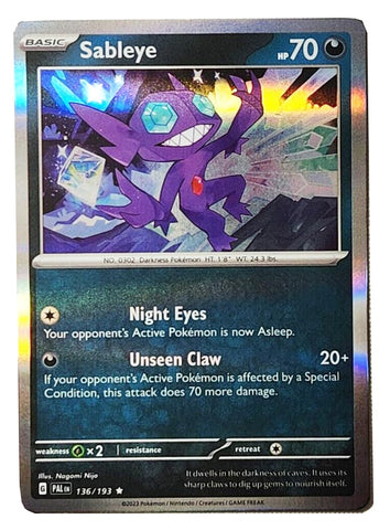 Pokemon - Sableye 136/193 - Paldea Evolved - Holo Rare Card