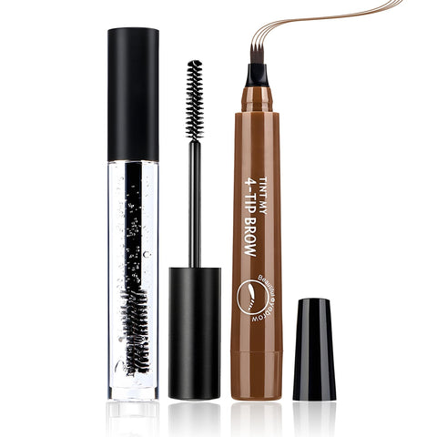 DAGEDA Eyebrow Gel and Eyebrow Pen, Waterproof Clear Brow Gel & Light Brown Eyebrow Pencil, Long lastling & Sweatproof Eye Brow Gel Clear Microblading Eyebrow Pen Set for Natural Eye Makeup