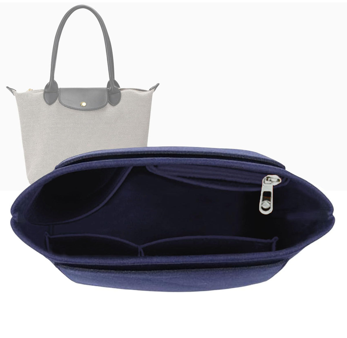 Lckaey Purse Organizer for bag organizer le pliage large Y012-navyblue-L