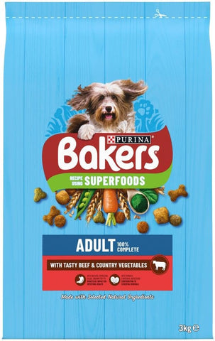 Bakers Adult Beef with Vegetables Dry Dog Food, 3kg