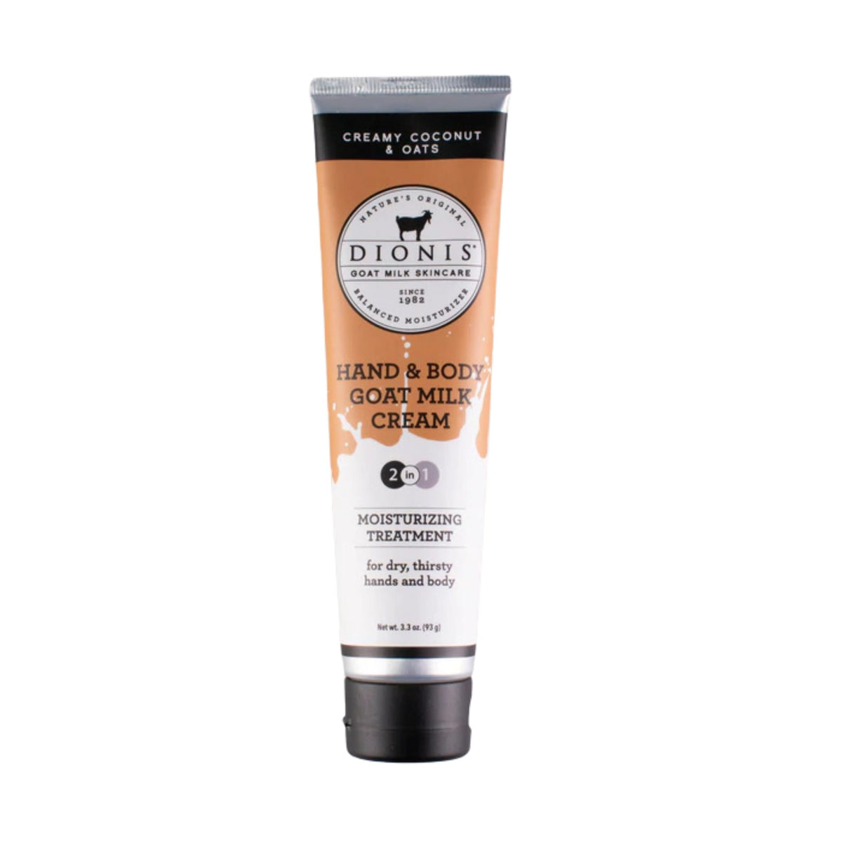 Dionis Goat Milk Skincare 3.3oz Creamy Coconut and Oats Hand & Body Cream - Travel Size Hand Lotion For Hydrating & Moisturizing Dry Skin - Cruelty Free Cream Made In The USA - Paraben Free Formula