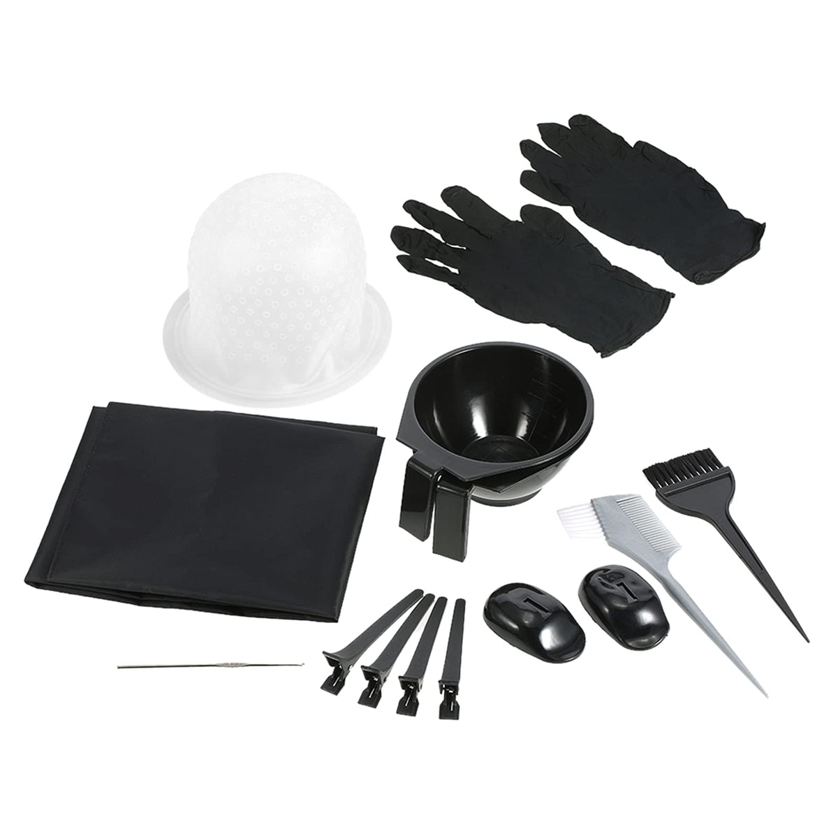 Hair Coloring Kit Dyeing Bowl Brush Salon Apron Hair Hook Sectioning Clips Hairdressing Dyeing Tool-POOWE