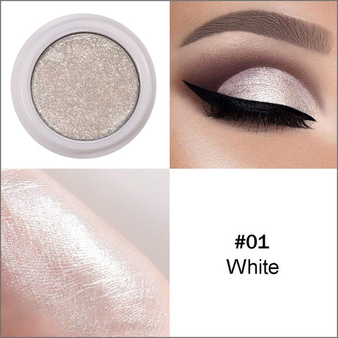 AKARY 12 Colors Glitter Eyeshadow, Mashed Potato Pearlescent Monochrome Eyeshadow Polarized Light Not Smudged Eye Shadow, Highly Pigmented Eye Makeup Cosmetics Gift for Women And Girls Eye Brightening Flash Powder (#01 White)