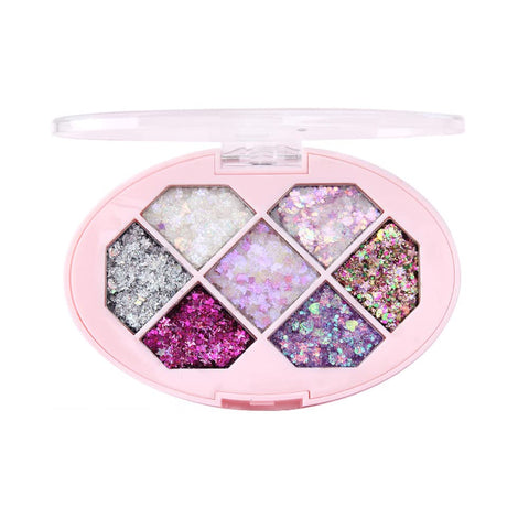 AKARY Glitter Eyeshadow Palette Makeup 7 Colors, Party Diamond Shiny Colorful Eye Makeup Palettes Long Lasting Waterproof Halloween Holiday Makeup, Glitter High Pigmented Eye Shadow Powder for Face Body (02)