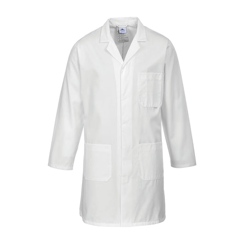 Portwest 2852 Standard Lab Coat Hard Wearing Workwear Lab Coat White, Medium