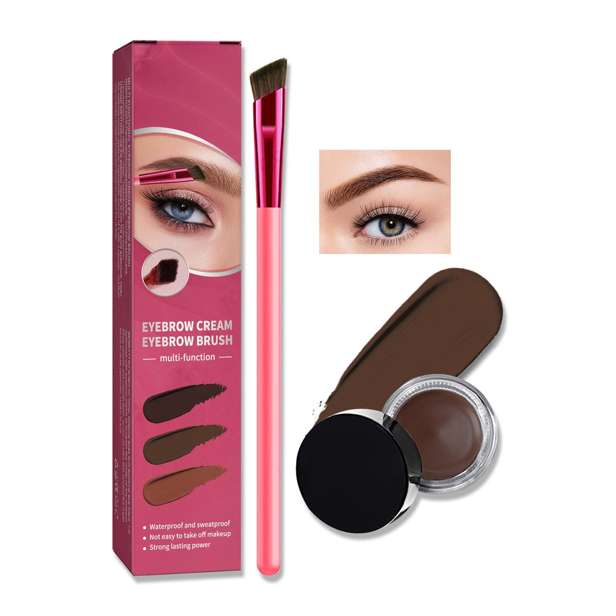 DAGEDA 4D Laminated Eyebrow Brush Kit, Multifunction Angled Eyebrow Pen with Waterproof Brow Gel, Natural and Thick Eyebrow Makeup, Eyebrow Home Grooming kit for Women(Dark Brown)