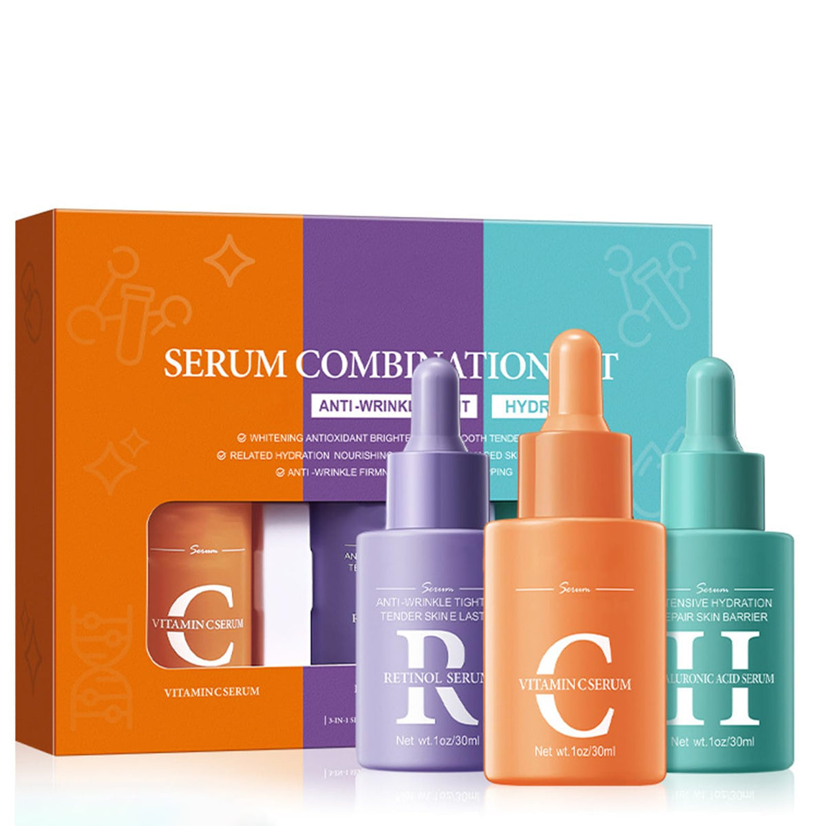 Face Serum Anti Aging Skin Care Set?Skin Care Sets & Kits With Vitamin C Serum For Face & Hyaluronic Acid Serum & Retinol Serum For Face?Skin Care Kit For Women Gift Set Plump & Smooth Skin