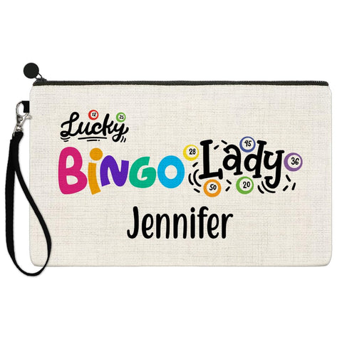 EnvyFone Personalised Lucky Bingo Lady Linen Style Case Bag Dabber Carry Pouch Pencil Accessories Gift