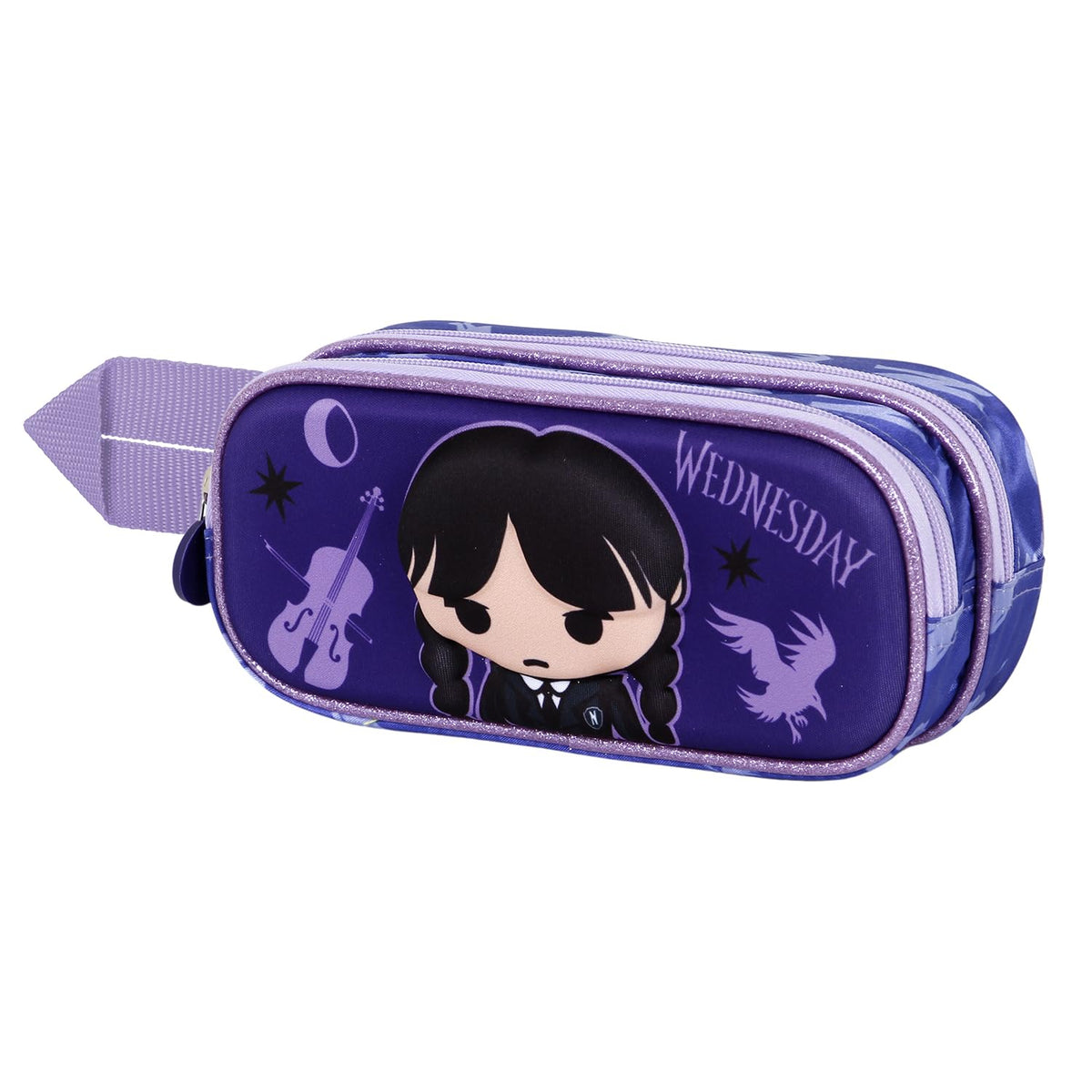 Wednesday Chibi-3D Double Pencil Case, Lilac, 22 x 9.5 cm, Lilac, One Size, 3D Double Pencil Case Chibi