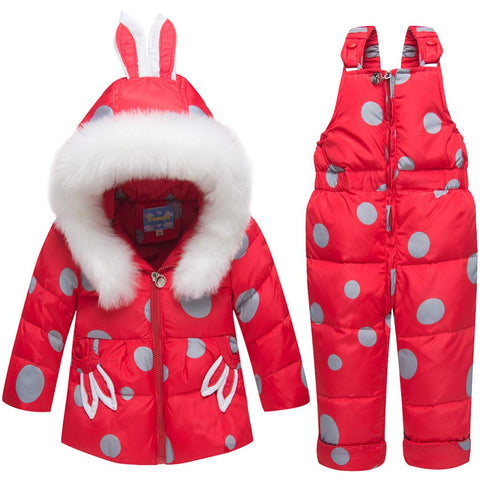 Baby Boys Girls Snowsuit Toddler Hooded Down Jacket Coat + Snow Pants Kids 2 Pieces Ski Set 18 Months - 4 Years (Red, 2-3 Year)