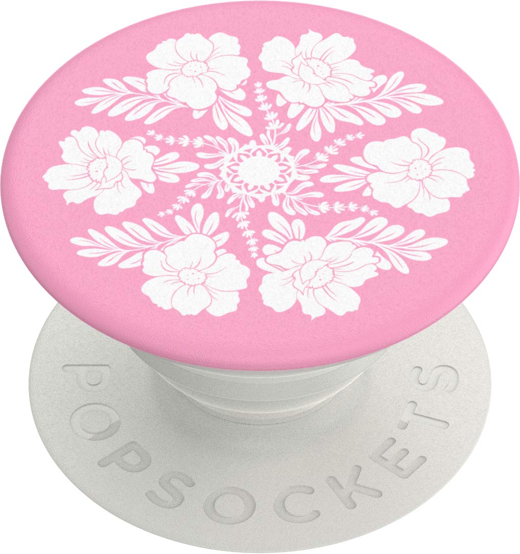 PopSockets PopGrip - Expanding Stand and Grip with a Swappable Top for Smartphones and Tablets - Not Your Grandmas Doily Pink