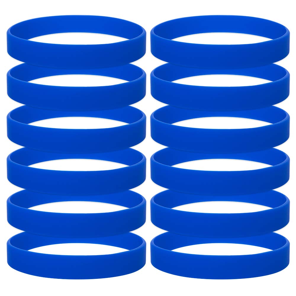 GOGO 12 PCS Adult Rubber Bracelets, Silicone Wristbands, Party Accessories - Royal Blue