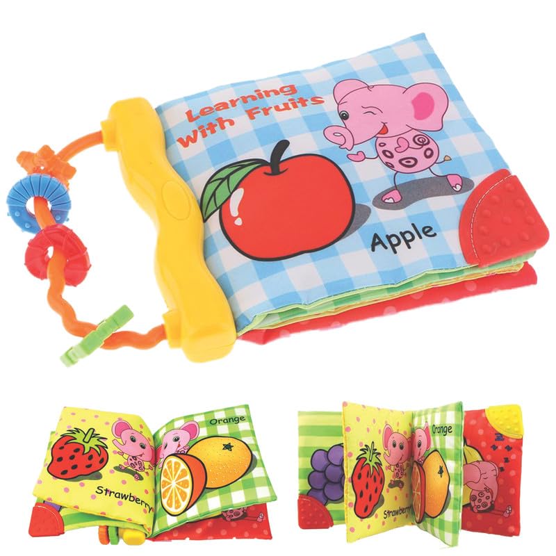 EIK Baby Books 0-6 Months Plus Cloth Books for Babies Learning with Fruits Soft Baby Toys Sensory Book Boys & Girls Baby Gifts