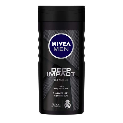 NIVEA MEN Shower Gel, Deep Impact Cleansing Body Wash, Men, 250ml