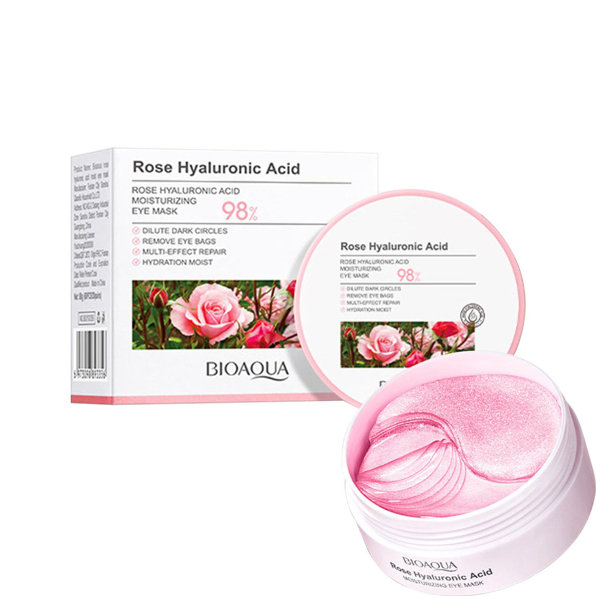 Rose Under Eye Mask,Rose Hyaluronic Acid Moisturizing Under Eye Patches,Collagen Under Eye Gel Patches for Dark Circles and Puffy Eyes Reduce Fine Lines Anti-Ageing