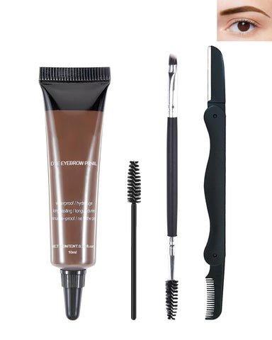 Waterproof Tinted Brow Gel, Chocolate Tinted Thickening Brow Mascara, Brow Fast Sculpt, Long Lasting Transfer-Proof, Eyebrow Gel Tint with Brow Brush & Razor, Fill in Eyebrows and Cover Gray Hair-B03#