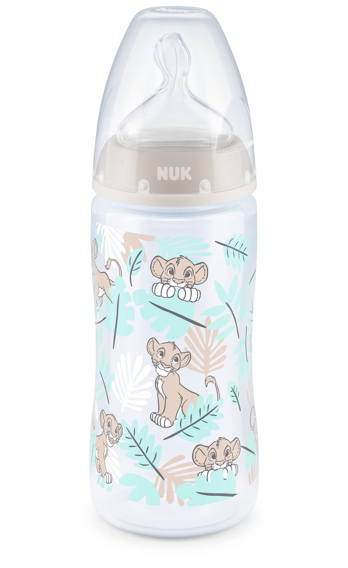 NUK Disney First Choice+ Baby Bottle| 6-18 Months | Temperature Control | Anti Colic Vent | 300 ml | BPA-Free | Silicone Teat |Lion King