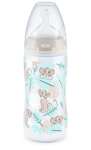 NUK Disney First Choice+ Baby Bottle| 6-18 Months | Temperature Control | Anti Colic Vent | 300 ml | BPA-Free | Silicone Teat |Lion King