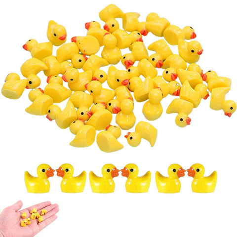 100pcs Mini Ducks Mini Figures Resin Ducks Miniature Figures Little Ducks to Hide Glow in The Dark Ducks Yellow Duck for Craft, Garden, Aquarium, Home Decorations