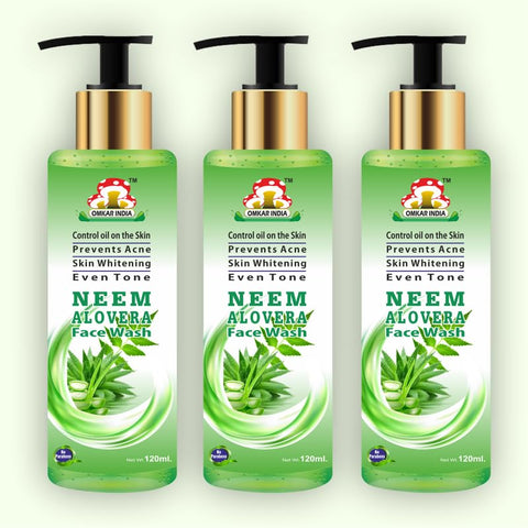 omkar india neem aloevera face wash for clear skin pack of 3