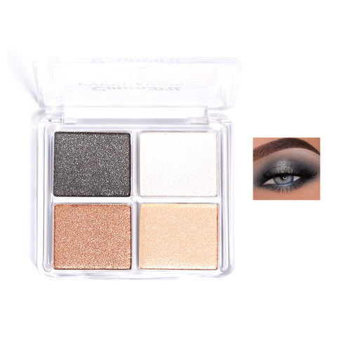 4 Colors Matte Shimmer Eyeshadow Palette, Pearlescent Nude Eye Shadow Blush Trim Eyeshadow Makeup Matte Neutral Shades, Long Lasting Glitter Blush Face Contour Highlighter Powder Palette (#05)