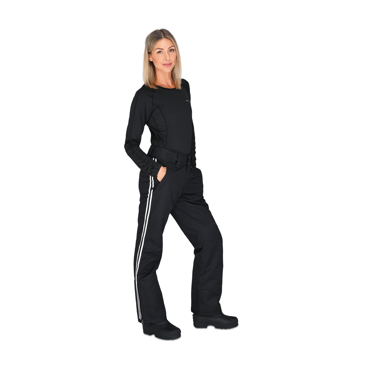 Arctix Women's Insulated Snow Pants, Black with Black/White Stripe, Small