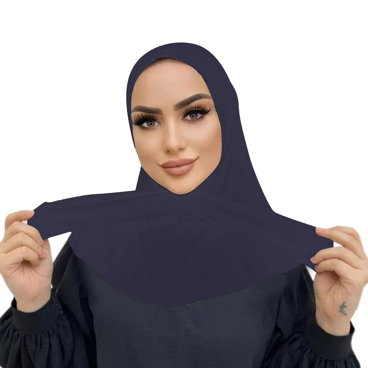 Suillty Fashion Muslim Hijab for Women Instant Snap Fastener Hijab Inner Cap Full Cover Head Wraps Scarf Islam Turban Caps