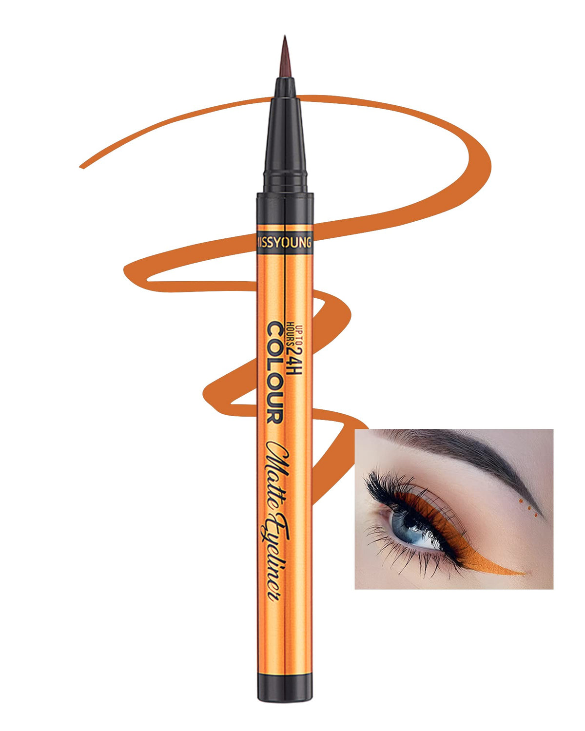 Brown Liquid Eyeliner Pen, Waterproof Color Eyeliner Matte Long-lasting, Smudge-proof Fast-drying, High-pigmented Rainbow Colorful Neon Eye Liner Pencil, Easy to Color, Christmas Gift for Women Girls