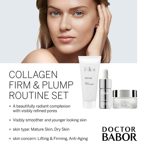 DOCTOR BABOR Lifting Collagen Firm & Plump Routine, Collagen Cream to Reduce Appearance of Fine Lines and Wrinkles with Hyaluronic Acid, Skincare Set