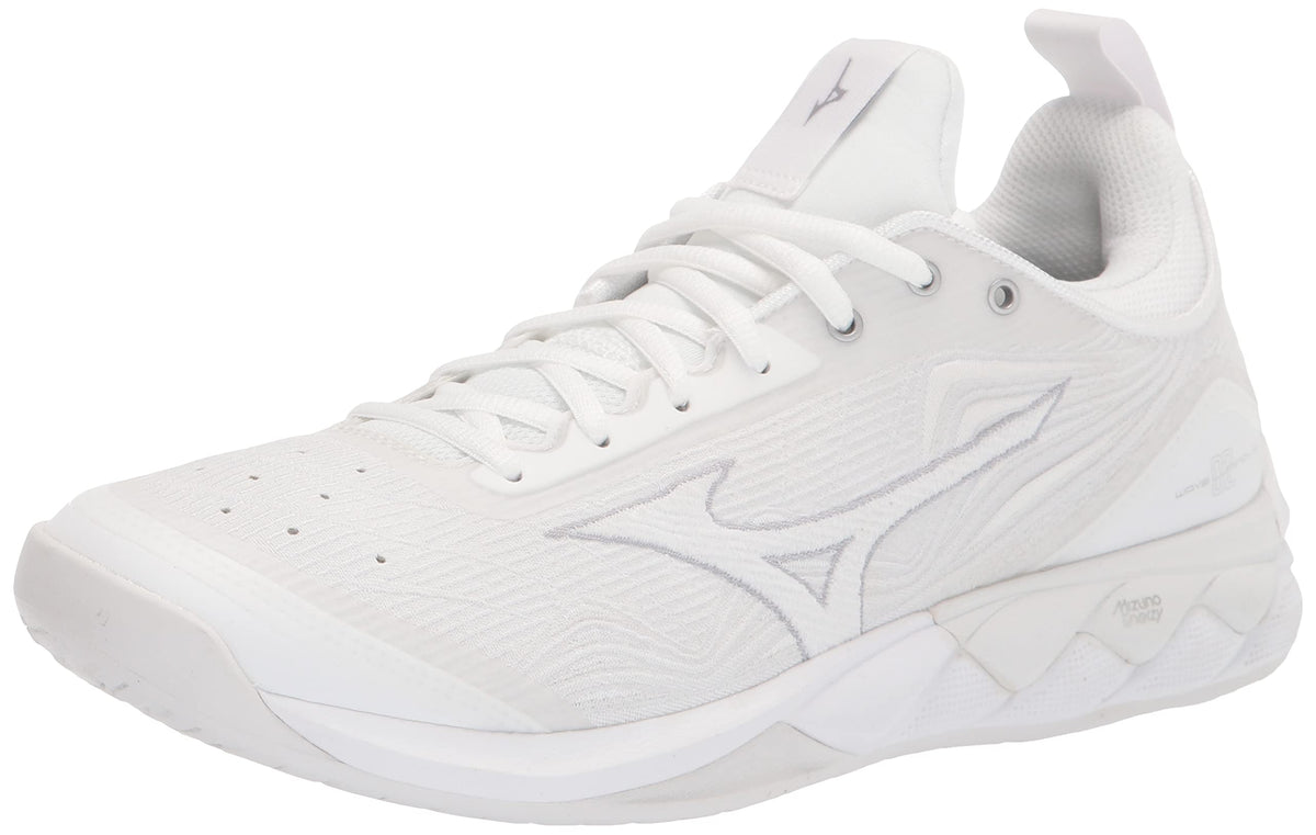 Mizuno 2 Wave Luminous Women's Volleyball Shoe 13, White/Silver