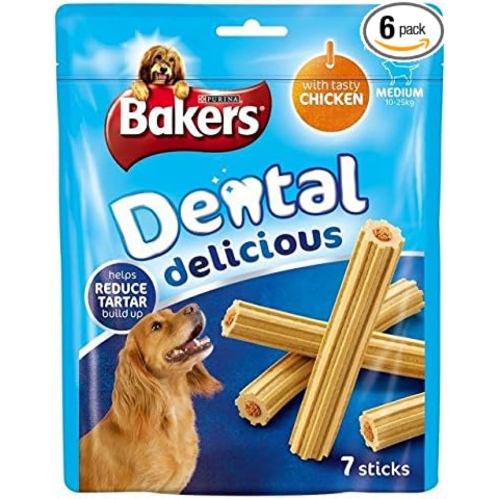 Bakers Dental Delicious Medium Dog Chews Chicken 200g, Pack of 6