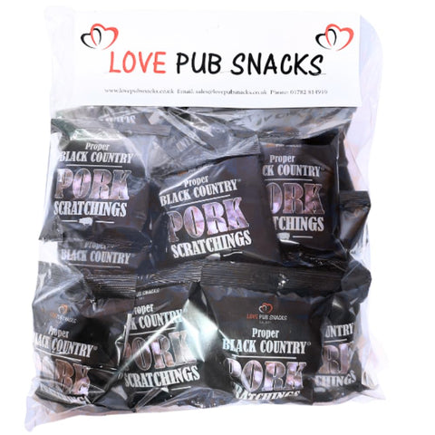 Proper Black Country Pork Scratchings - Pub Hanging Bag 20x60g