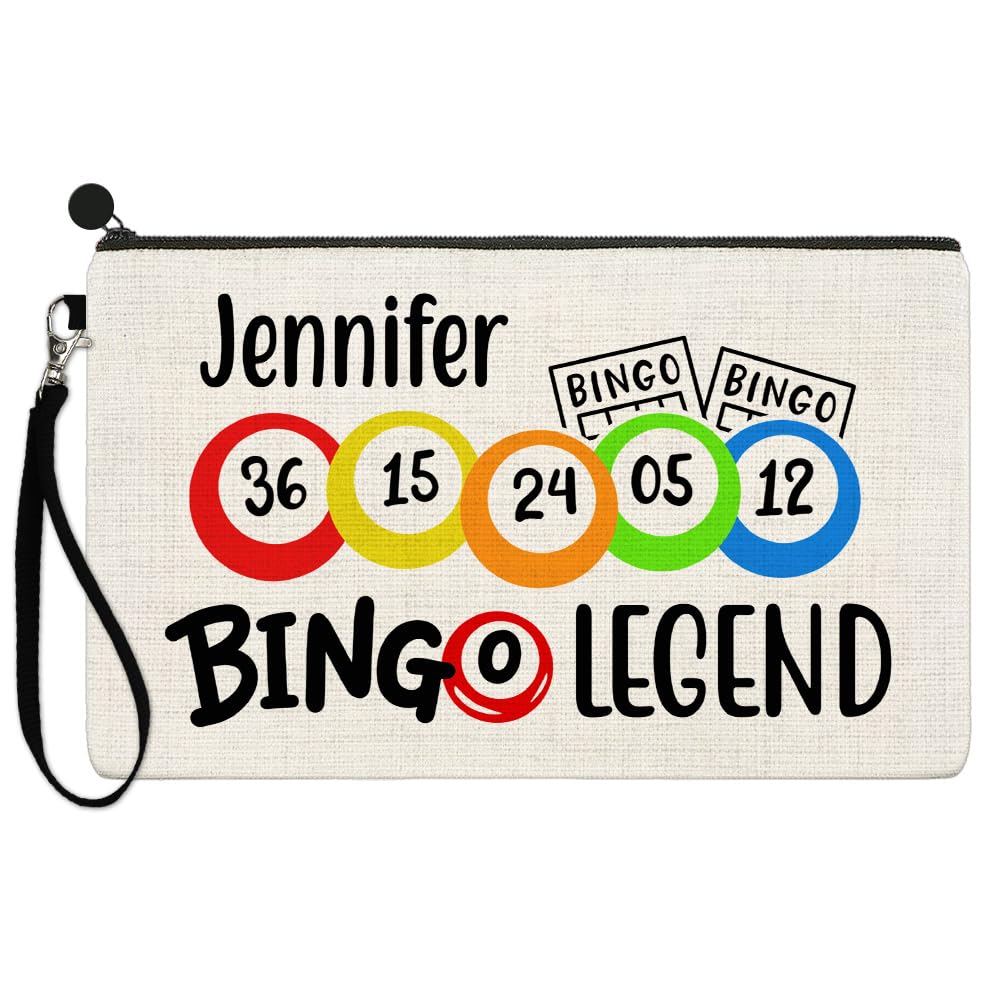 EnvyFone Personalised Bingo Legend Linen Style Case Bag Dabber Carry Pouch Pencil Accessories Add Any Name Ladies Mens Gift DN2