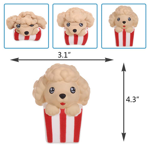 Anboor 4.3 Inches Squishies Dog Popcorn Squeeze Toys for Kids Kawaii Slow Rising Scented Stress Relief Toys Decorative Props