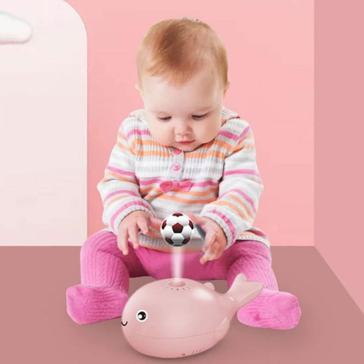 BestAlice Electric Blowing Floating Ball Toy Dolphin Floating Ball Toy, Floating Ball Little Whale Toy, Balancing Blowing Games Fun Toys for Boys and Girls, Pink