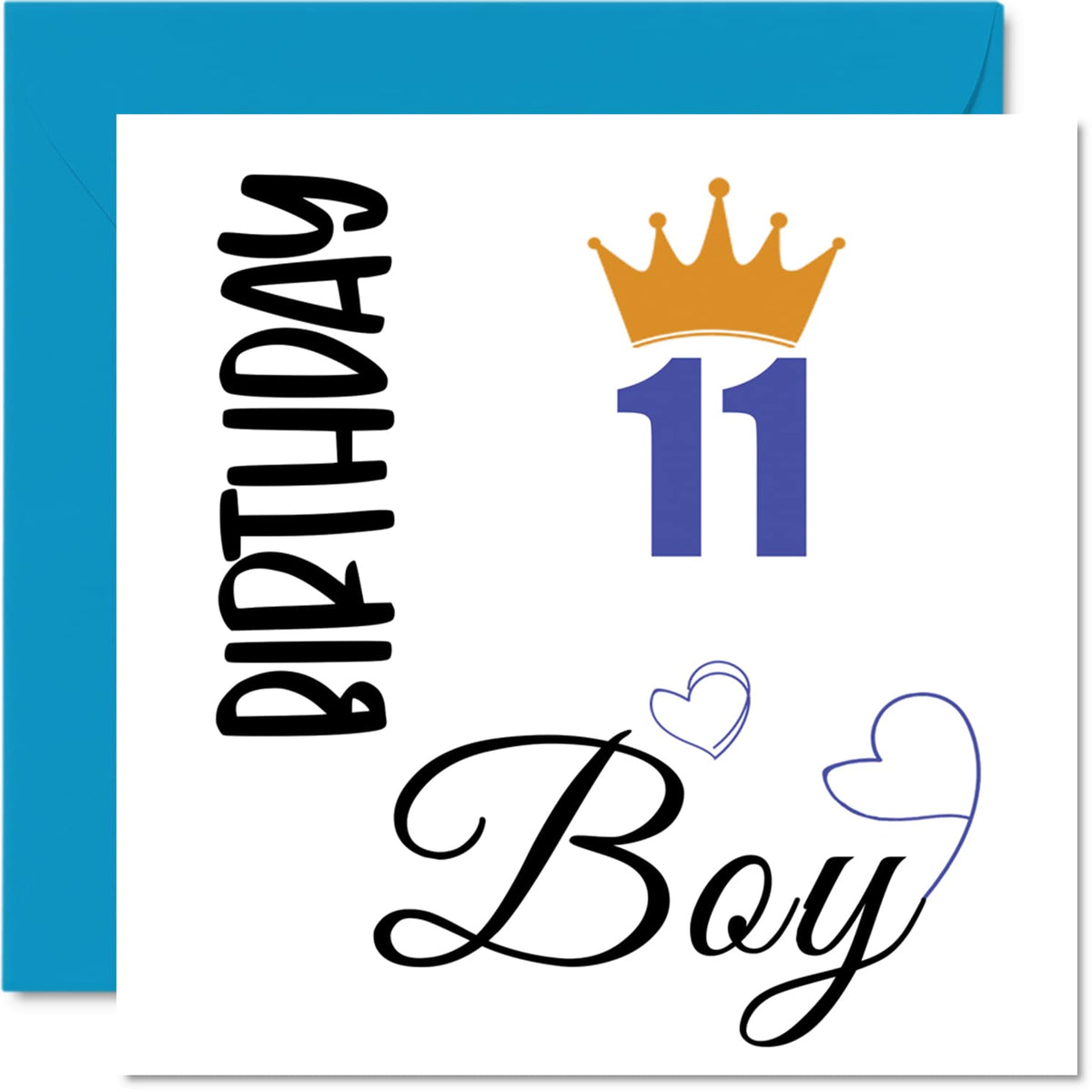 Stuff4 11th Birthday Card for Boys - Birthday Boy - Happy Birthday Cards for 11 Year Old Boy Son Brother Grandson Cousin Friend Godson Nephew, 5.7 x 5.7 Inch Eleven Eleventh Bday Greeting Cards Gift