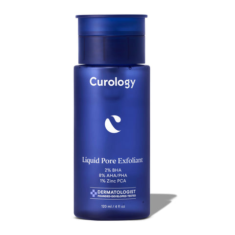 Curology Liquid Pore Exfoliant, 2% BHA Salicylic Acid, 8% AHA/PHA Lactic Acid, and 1% Zinc PCA, Brightening and Exfoliating Facial Skin Care, 4 fl oz