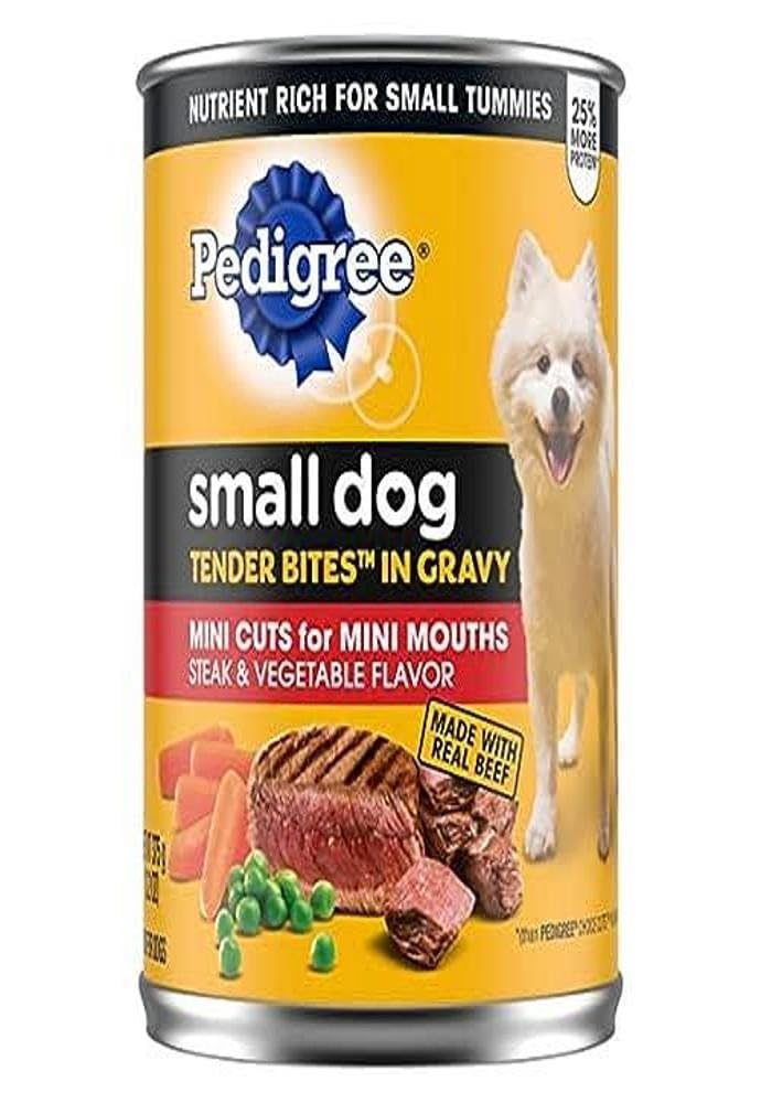 Pedigree Small Dog Tender Bites in Gravy, Steak & Vegetable Flavor Canned Wet Dog Food, (12) 13.2 oz. Cans