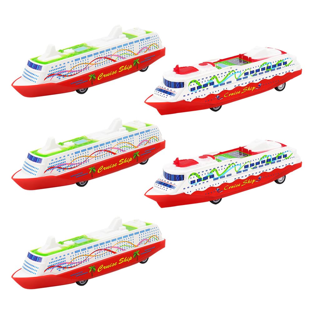 Kids Toys Bath Toy 5Pcs Cruise Paddle Boat Toys Cruise Ship Models Back Steamship Gliding Toys Friction Powered Vehicles Inertia Ship Educational Toy for Kids Party Favors Kids Toys Bath Toy