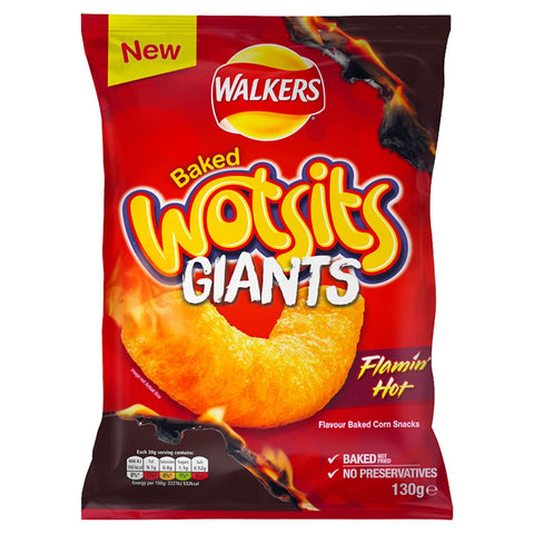 Walkers Wotsits Giants Flamin Hot, Red, 130 g (Pack of 1)