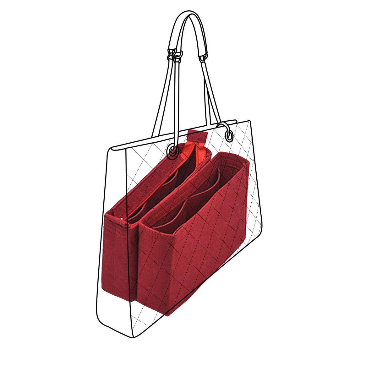 Lckaey tote organizer Purse Insert for GST liner bag women large tote bag insert Y071-wine red