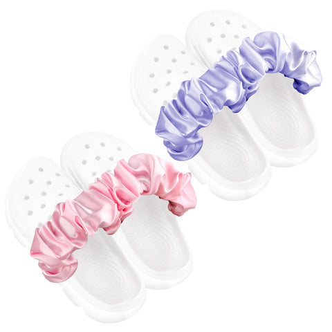 4pcs Shoe Charms, Shoes Decorations Fashion DIY Shoe Charms for Crocs Summer Beach Shoe Charms for Birthday Gifts (Pink Purple)