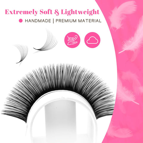 TDANCE Cashmere Easy Fan Lash Extensions Self Fanning Volume Lash Extensions 0.05mm D Curl 14-19mm Mix Length Matte Black Mega Volume Lash Extensions (0.05-D,14-19mm)