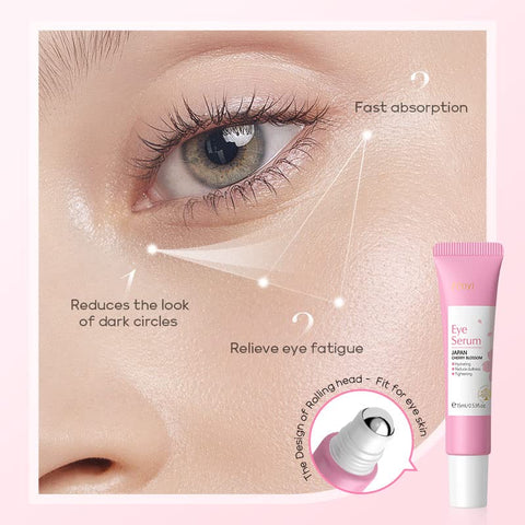 AKARY Cherry Blossom Eye Roller Serum Eye Moisturizer, Deep Hydration Eye Serum with Caffeine and Sodium Hyaluronate, Under Eye Cream to Reduce Dark Circles, Fine Lines, Smoothing Skin Care Treatment