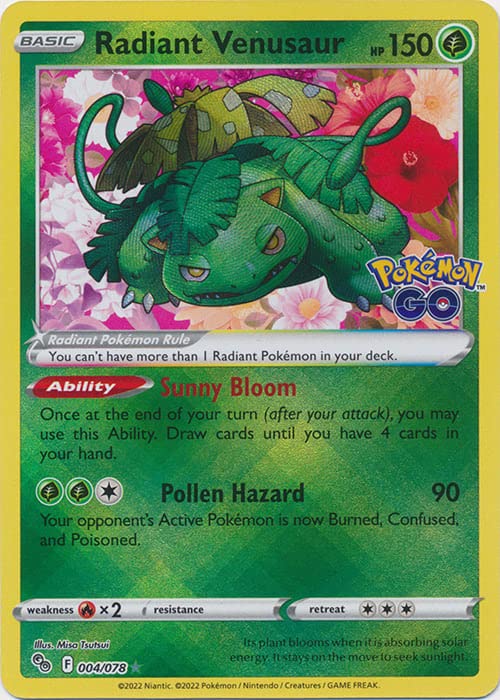 Radiant Venusaur - 004/078 - Pokemon Go - Shiny Pokemon Card