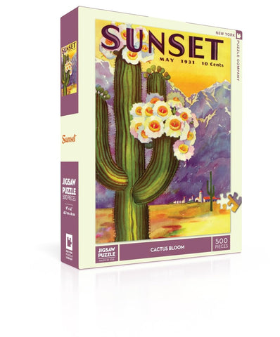 New York Puzzle Company - Sunset Magazine Cactus Blooms - 500 Piece Jigsaw Puzzle for Family Game Nights