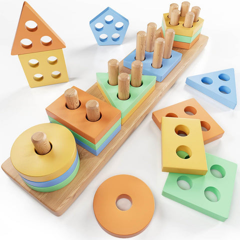 KmmiFF Wooden Toys 1 Year Old,Shape Sorter Montessori Toys for 1 Year Old Boys Girls,Sensory Toys for Autism Toddler Toys,Learning Educational Toys for 1 2 3 Year Old Boys Girls Birthday Gifts