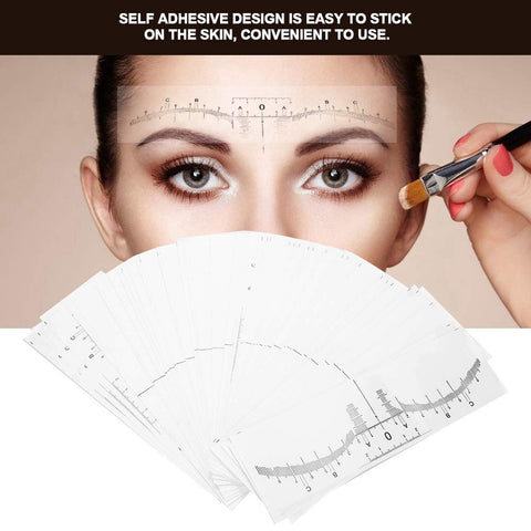 50pcs Eyebrow Ruler Stencils Eyebrow Tattoo Ruler Sticker Disposable Eyebrow Ruler Measurement Tool Mapping Stickers