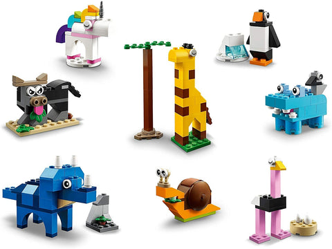 LEGO Bricks and Animals 11011 Classic Creative Toy (1,500 Pieces) - Brick-Built 10 Amazing Animal Figures for Kids Ages 4 and up - BROAGE Non Woven Fabric Drawstring Bag