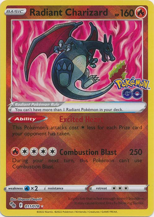 Radiant Charizard - 011/078 - Pokemon Go - Shiny Pokemon Card